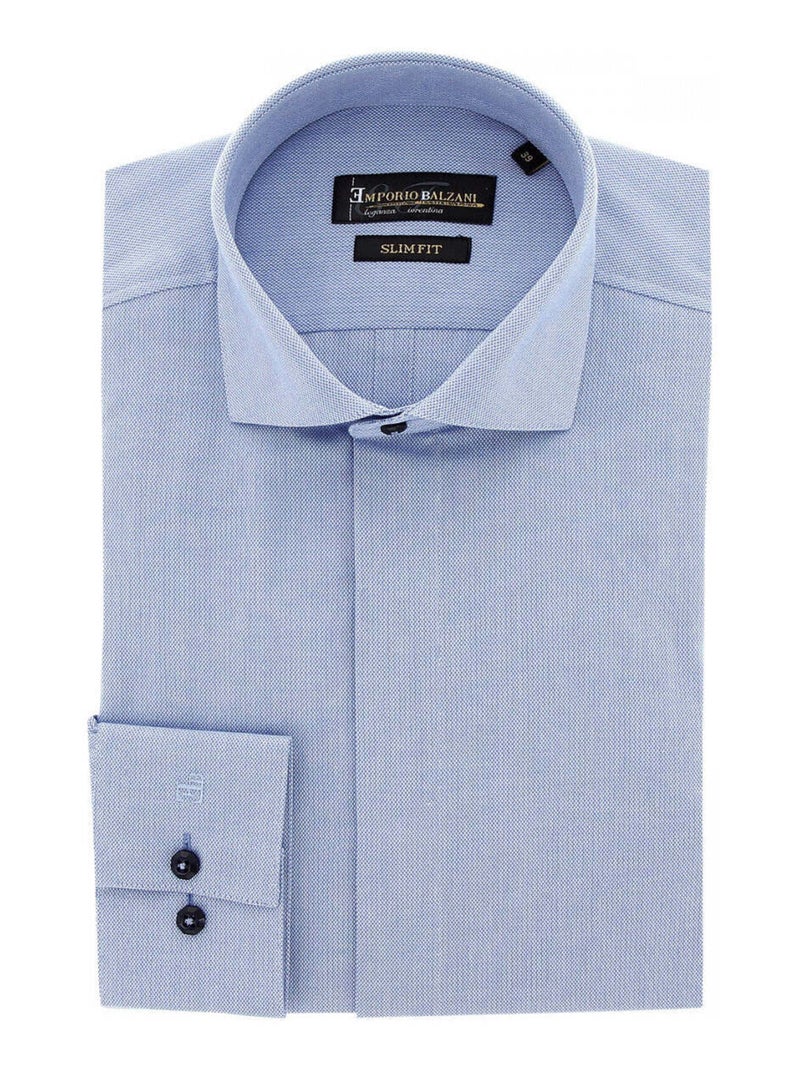 Chemise homme business oxford gorge cachée coupe cintrée LUIGI Emporio balzani Bleu - Kiabi