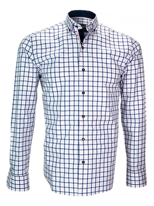 Chemise homme casual coupe cintrée AREZO Emporio balzani Blanc , Bleu , 41 - Kiabi