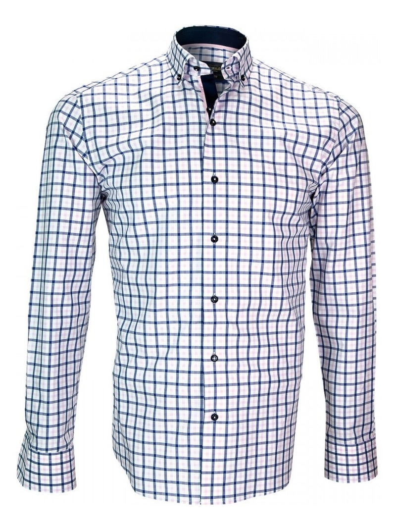 Chemise homme casual coupe cintrée AREZO Emporio balzani Blanc Bleu - Kiabi