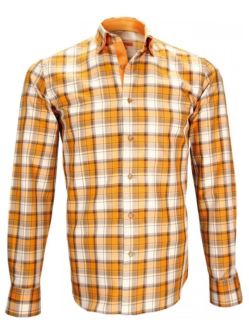 Chemise homme casual coupe cintrée DEVON Andrew Mac Allister Orange , 43 - Kiabi