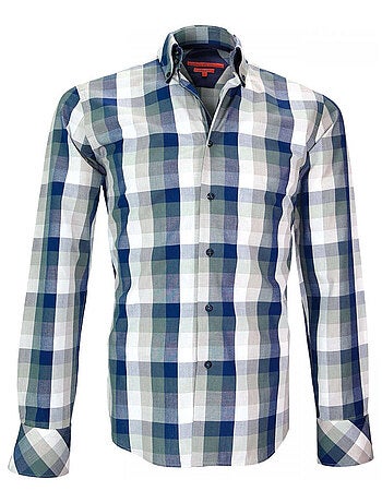 Chemise homme casual coupe cintrée SHEFFIELDS Andrew Mac Allister Blanc , Bleu , 44
