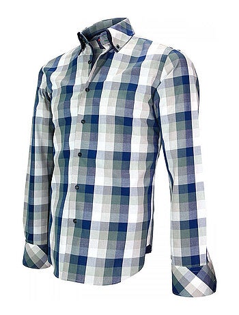 Chemise homme casual coupe cintrée SHEFFIELDS Andrew Mac Allister Blanc , Bleu , 44