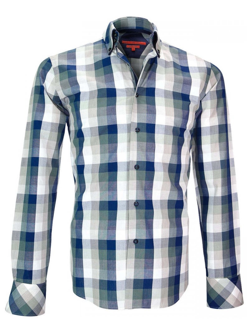 Chemise homme casual coupe cintrée SHEFFIELDS Andrew Mac Allister Blanc , Bleu , 44 Blanc Bleu - Kiabi