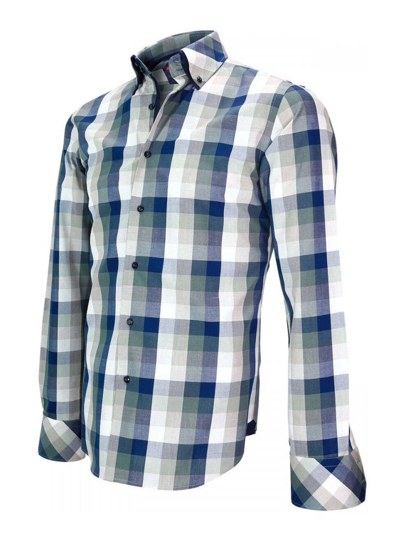 Chemise homme casual coupe cintrée SHEFFIELDS Andrew Mac Allister Blanc Bleu - Kiabi