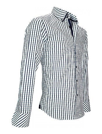 Chemise homme casual coupe cintrée SHEFFIELDS Andrew Mac Allister Blanc , Bleu , 44