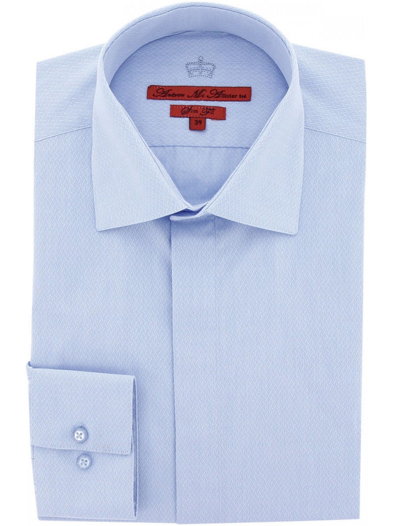 Chemise homme cérémonie tissu armuré coupe cintrée CEREMONY Andrew Mac Allister Bleu , 38 Bleu - Kiabi