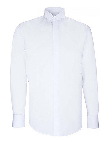 Chemise homme col cassé tissu armuré coupe cintrée CROKEN Andrew Mac Allister Bleu , 40