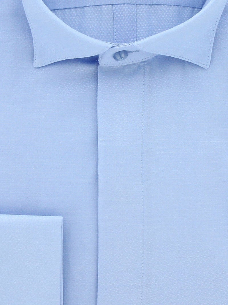 Chemise homme col cassé tissu armuré coupe cintrée CROKEN Andrew Mac Allister Bleu , 40 Bleu - Kiabi