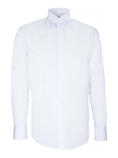 Chemise homme col cassé tissu armuré coupe cintrée CROKEN Andrew Mac Allister Bleu , 40 - Kiabi