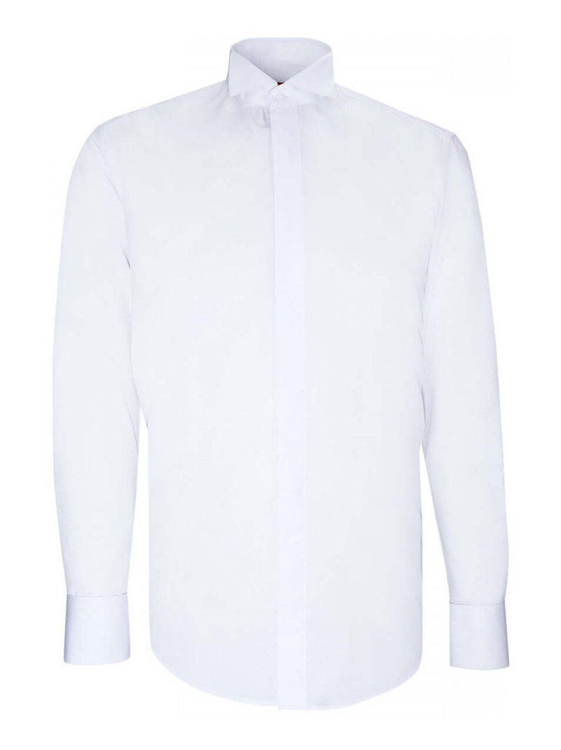 Chemise homme col cassé tissu armuré coupe cintrée CROKEN Andrew Mac Allister Bleu - Kiabi