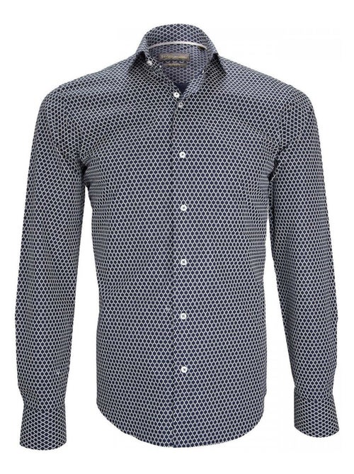 Chemise homme col italien coupe cintrée GAETANO Emporio balzani Bleu nuit , 39 - Kiabi