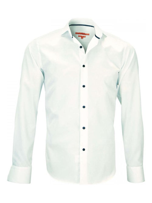 Chemise homme col Italien coupe cintrée HARRY Andrew Mac Allister Blanc , Bleu ciel , 40 - Kiabi