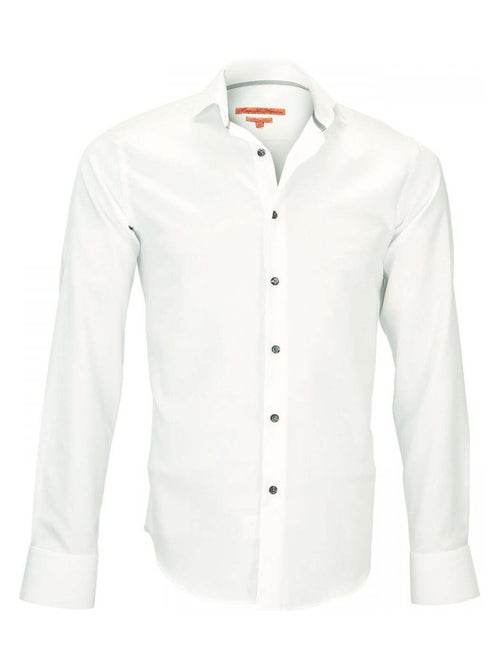 Chemise homme col Italien coupe cintrée HARRY Andrew Mac Allister Blanc , Bleu ciel , 40 - Kiabi