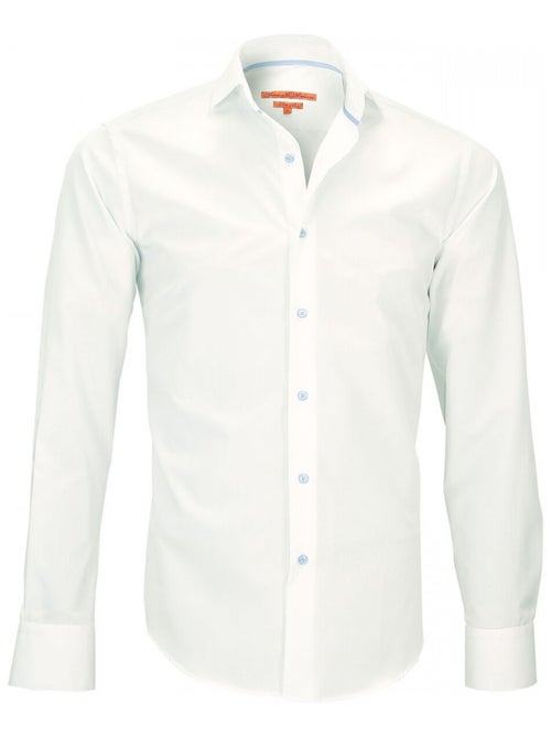 Chemise homme col Italien coupe cintrée HARRY Andrew Mac Allister Blanc , Bleu ciel , 42 - Kiabi