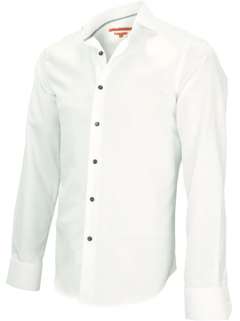 Chemise homme col Italien coupe cintrée HARRY Andrew Mac Allister Blanc Bleu ciel - Kiabi