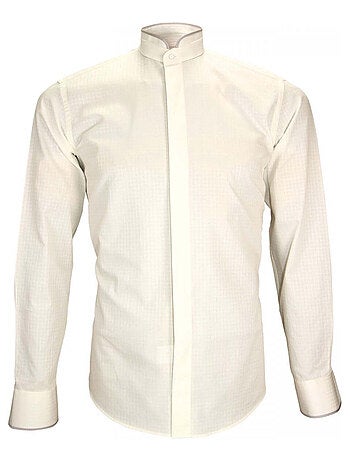 Chemise homme col mao coupe cintrée NORFOLK Andrew Mac Allister Beige , 40