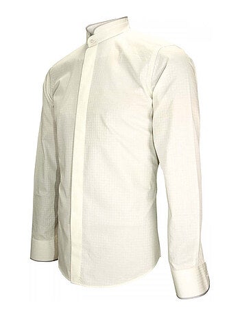 Chemise homme col mao coupe cintrée NORFOLK Andrew Mac Allister Beige , 40