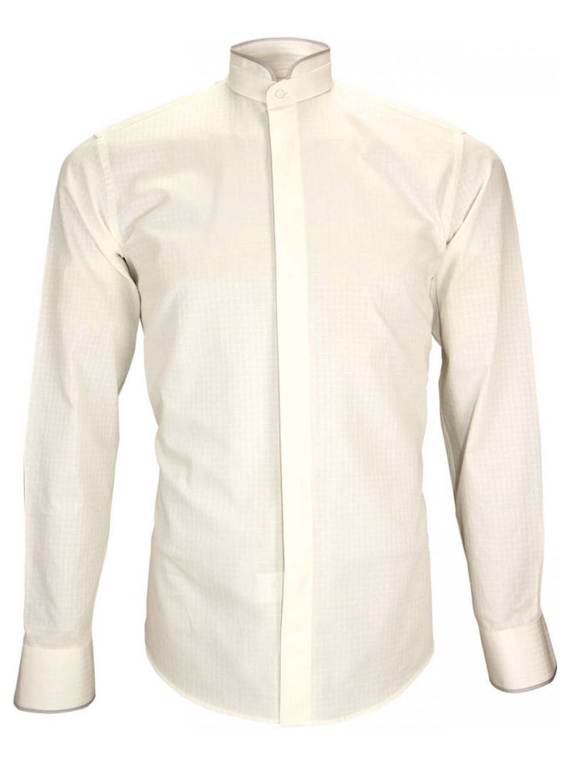 Chemise homme col mao coupe cintrée NORFOLK Andrew Mac Allister Beige - Kiabi