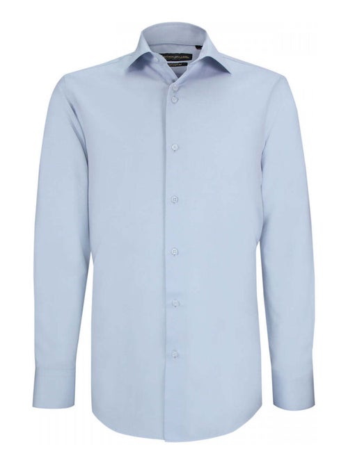 Chemise homme coupe ajustée tissu armuré uni coupe cintrée CUCITO Emporio balzani Bleu indigo , 41 - Kiabi