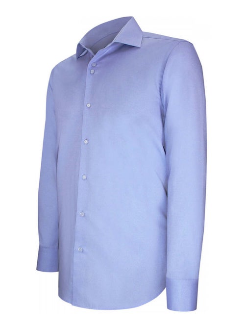 Chemise homme coupe ajustée tissu armuré uni coupe cintrée CUCITO Emporio balzani Bleu indigo , 41 - Kiabi