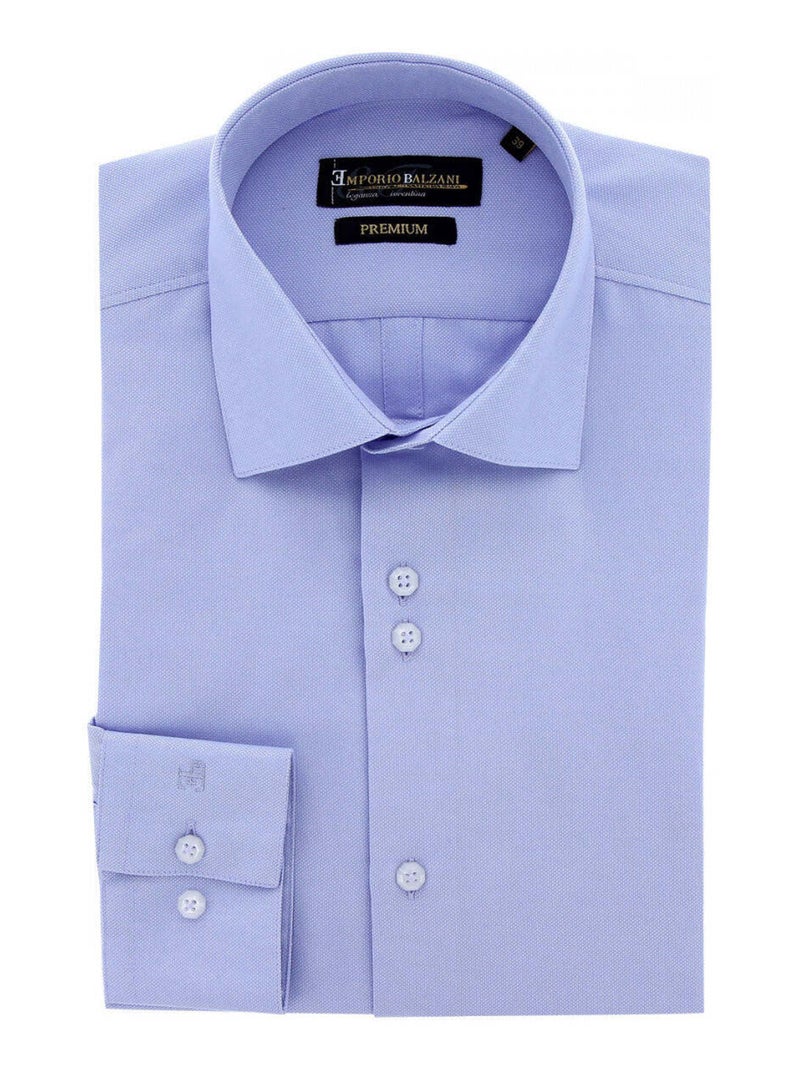 Chemise homme coupe ajustée tissu armuré uni coupe cintrée CUCITO Emporio balzani Bleu indigo , 41 Indigo - Kiabi