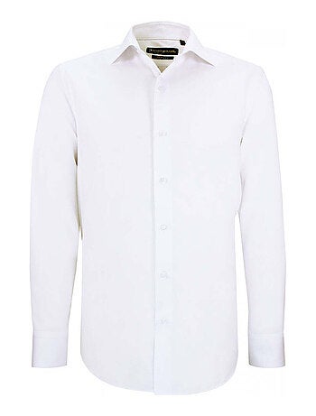 Chemise homme coupe ajustée tissu armuré uni coupe cintrée CUCITO Emporio balzani Blanc , 39