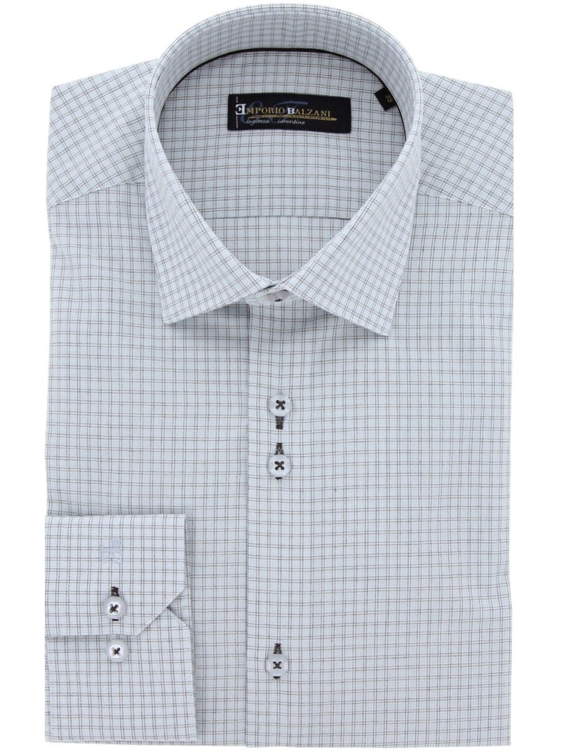 Chemise homme coupe droite à carreaux GIORDANO Emporio Balzani Blanc Bleu - Kiabi