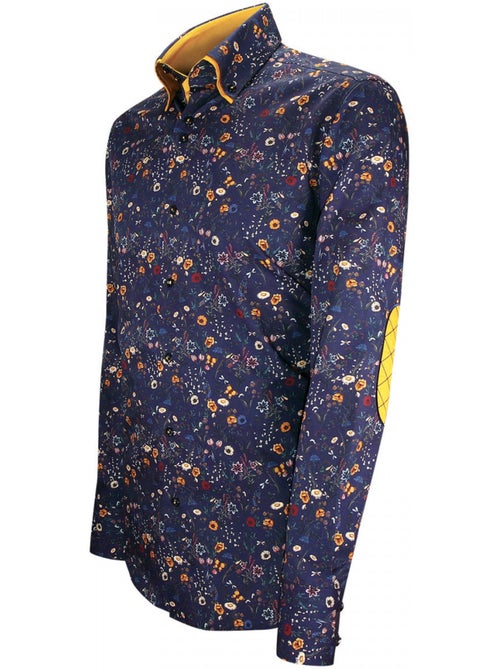 Chemise homme double col à coudières coupe cintrée EROS Emporio balzani Bleu , 42 - Kiabi