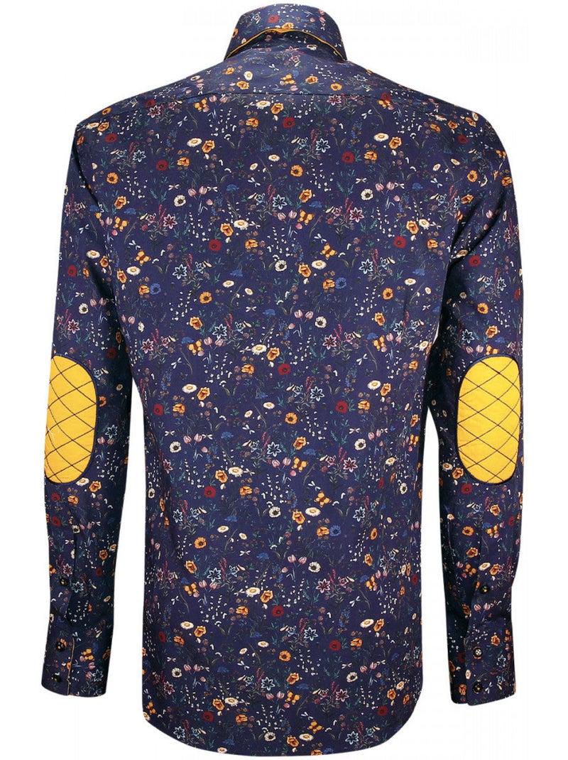 Chemise homme double col à coudières coupe cintrée EROS Emporio balzani Bleu , 42 Bleu - Kiabi