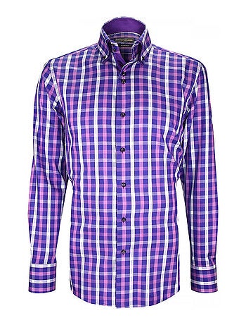 Chemise homme double col à coudières coupe cintrée LORENZO Emporio balzani Violet , 38