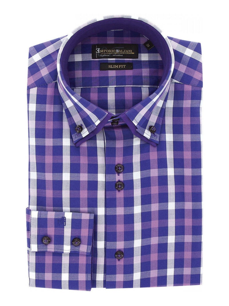 Chemise homme double col à coudières coupe cintrée LORENZO Emporio balzani Vert , 38 Vert - Kiabi