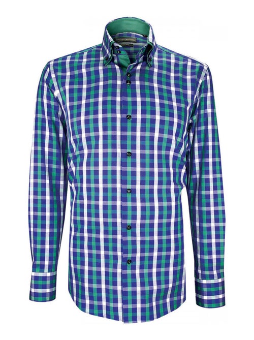 Chemise homme double col à coudières coupe cintrée LORENZO Emporio balzani Vert , 38 - Kiabi