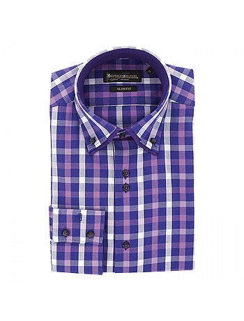 Chemise homme double col à coudières coupe cintrée LORENZO Emporio balzani Violet , 38
