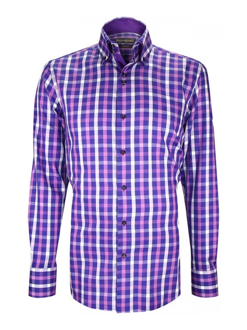 Chemise homme double col à coudières coupe cintrée LORENZO Emporio balzani Violet , 38 - Kiabi