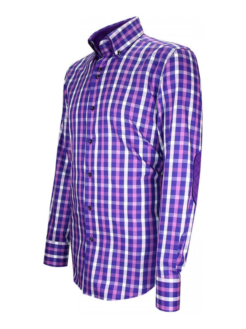 Chemise homme double col à coudières coupe cintrée LORENZO Emporio balzani Violet , 45 Violet - Kiabi