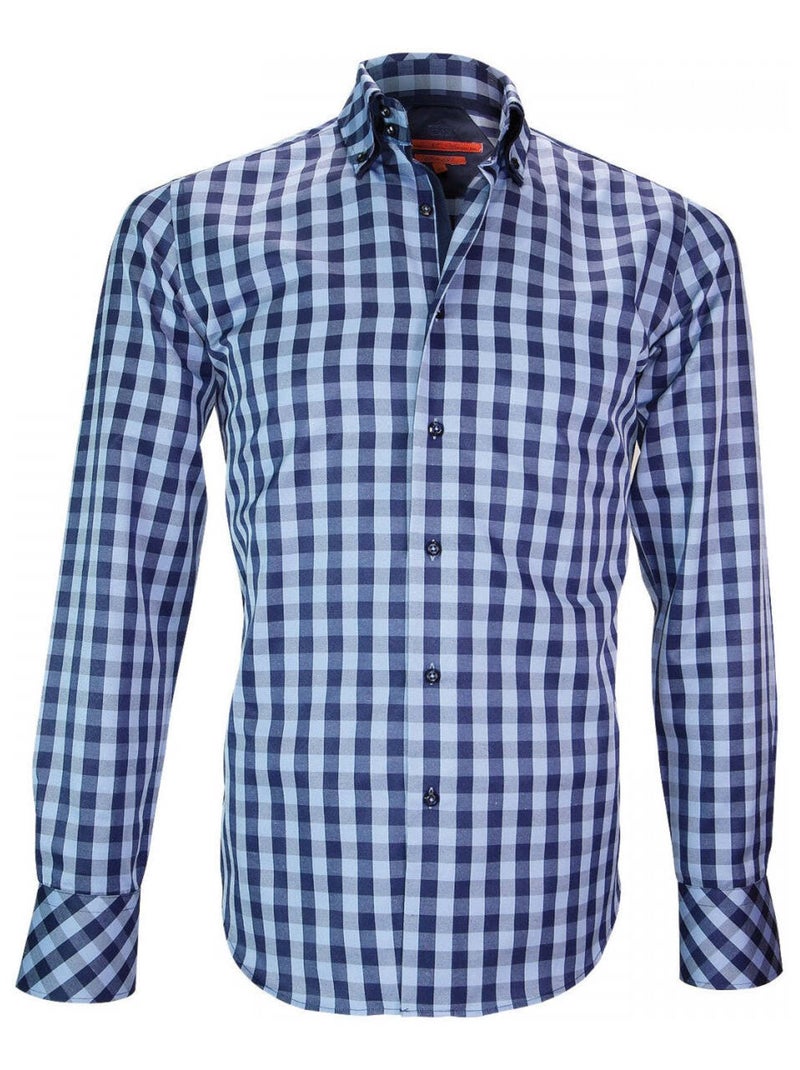 Chemise homme double col coupe cintrée CARDIFF Andrew Mac Allister Bleu , Bleu , 39 Bleu Bleu - Kiabi