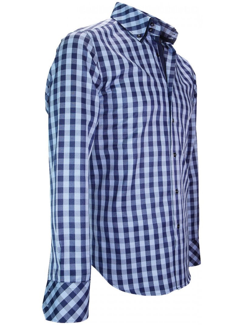 Chemise homme double col coupe cintrée CARDIFF Andrew Mac Allister Bleu , Bleu , 44 Bleu Bleu - Kiabi