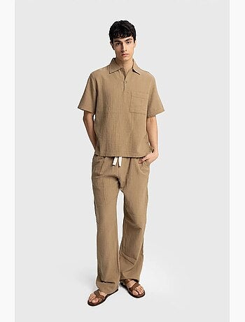 Chemise homme en coton à manches courtes coupe décontractée giesto