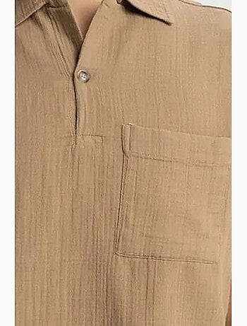 Chemise homme en coton à manches courtes coupe décontractée giesto