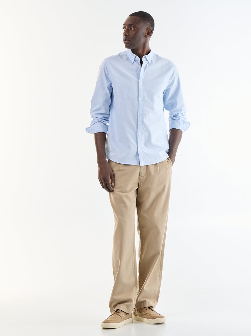 Chemise homme en coton à manches longues Bleu - Kiabi