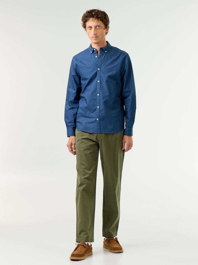 Chemise homme en coton à manches longues Bleu - Kiabi