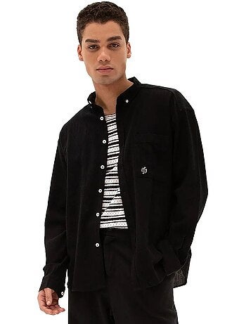 Chemise homme en coton à manches longues et col boutonné giesto