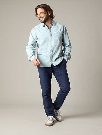 Chemise homme en coton chambray classique à manches longues 'Deeluxe'