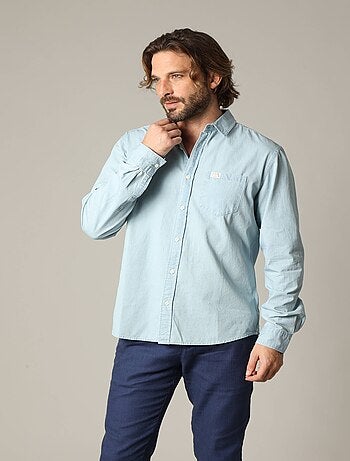 Chemise homme en coton chambray classique à manches longues 'Deeluxe'