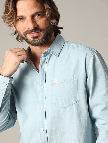 Chemise homme en coton chambray classique à manches longues 'Deeluxe'