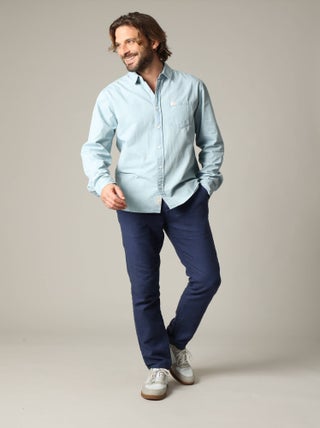 Chemise homme en coton chambray classique à manches longues 'Deeluxe'