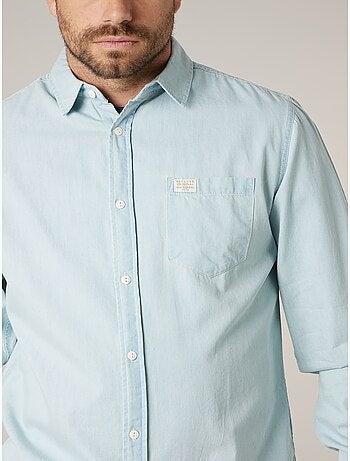Chemise homme en coton chambray délavé clair 'Deeluxe'
