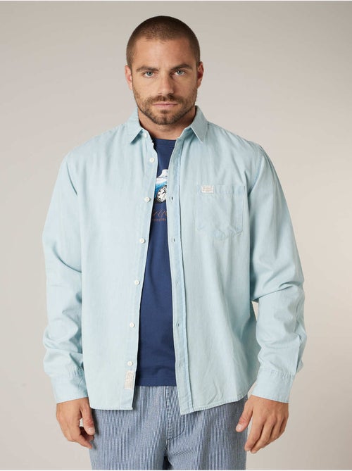 Chemise homme en coton chambray délavé clair 'Deeluxe' - Kiabi