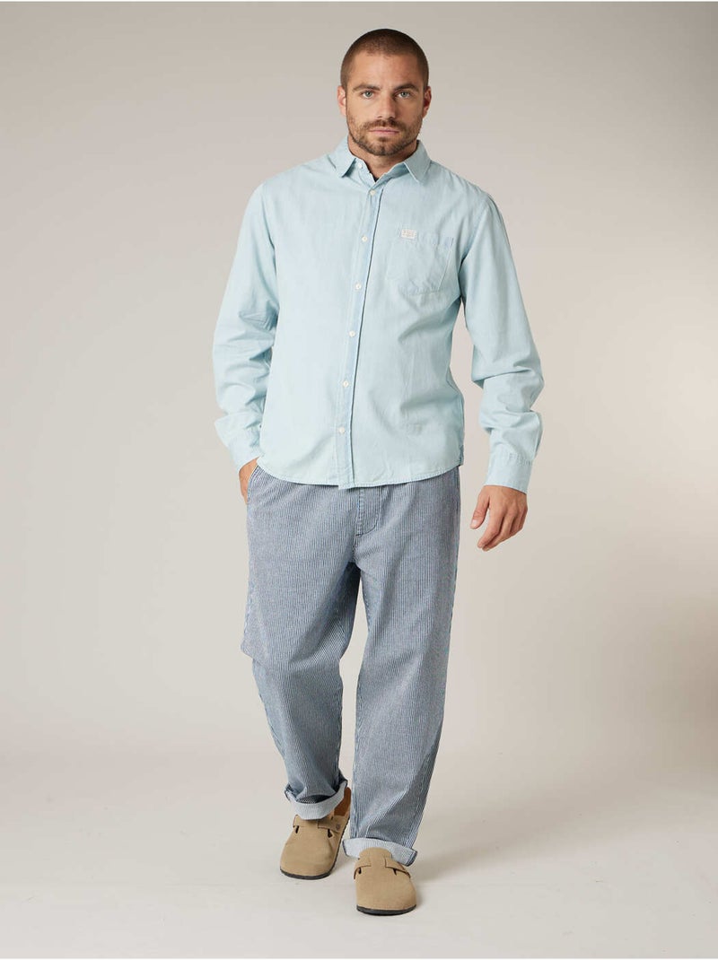 Chemise homme en coton chambray délavé clair 'Deeluxe' Bleu clair - Kiabi
