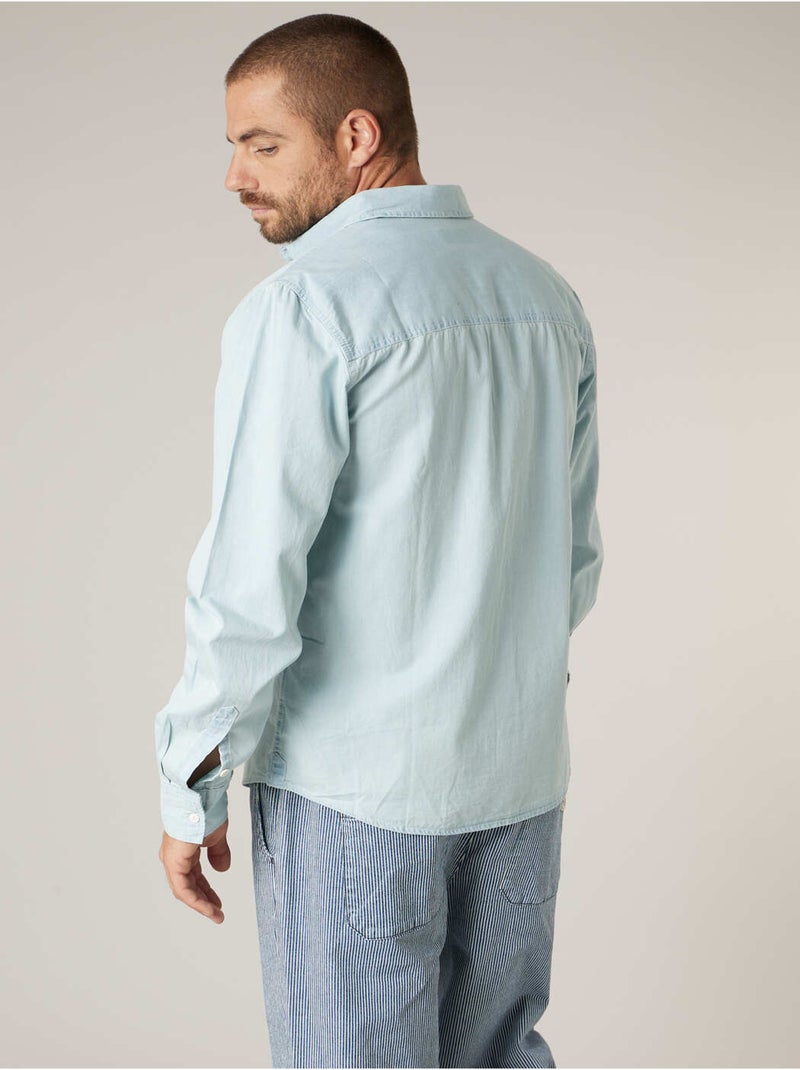 Chemise homme en coton chambray délavé clair 'Deeluxe' Bleu clair - Kiabi